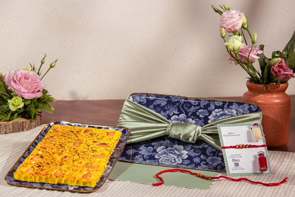 Blue Mehran-Print Rakhi Tray – Badam Rotla