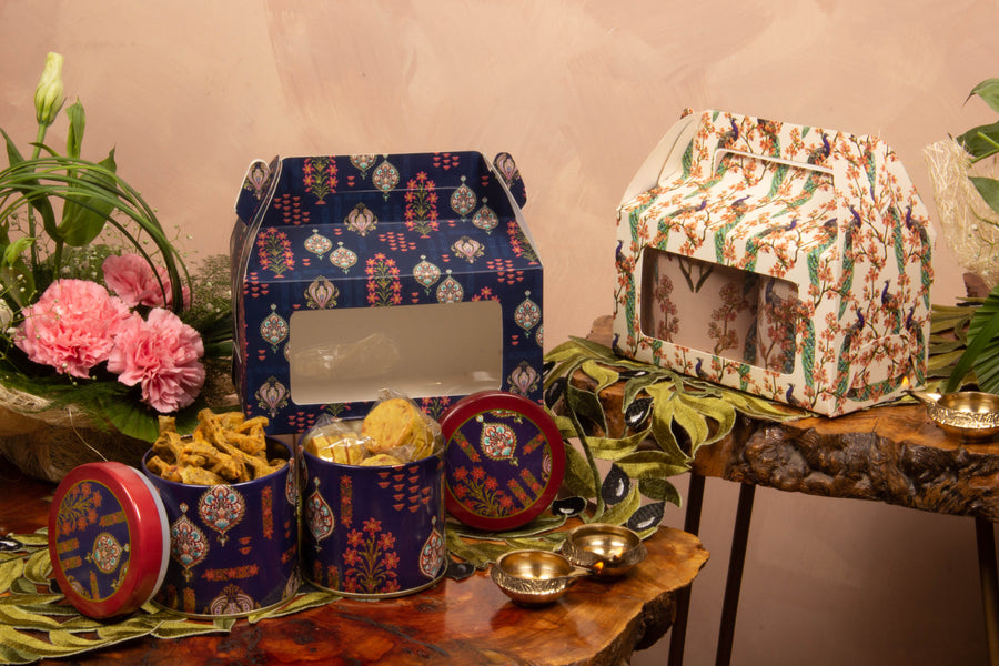 Printed Tin Jar with Paper Bag