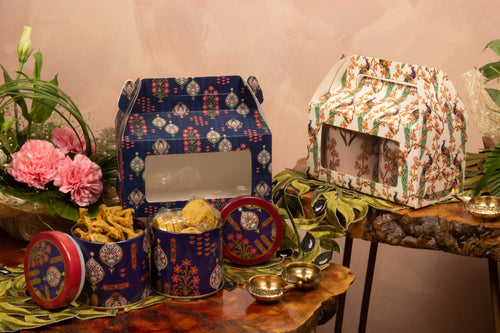 Printed Tin Jar with Paper Bag