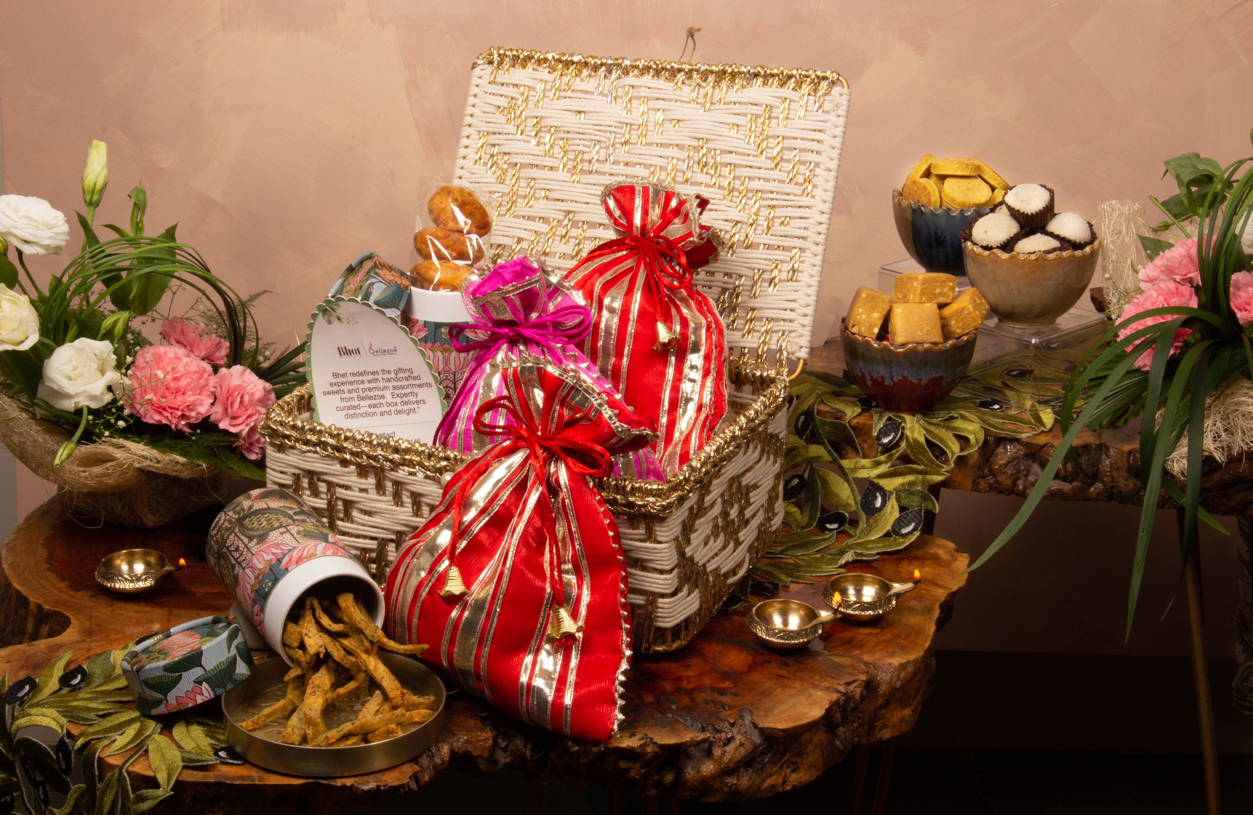 White and Gold Rope Basket